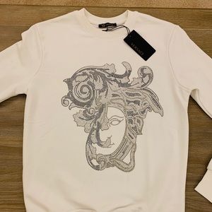 Mens Versace Sweatshirt, Embroidered, White Color